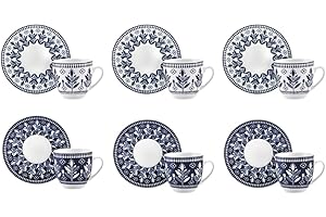 KARACA Peyker - Set di tazze da caffè per 6 persone, 85 ml, stile per un caffè perfetto