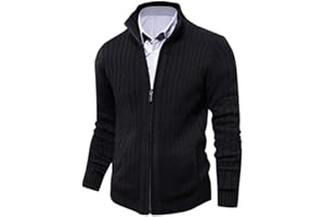 aoli ray Cardigan Homme Automne Hiver Gilet Zippé Slim Fit Casual Veste en Maille Col Droit Manche Longue avec 2 Poches