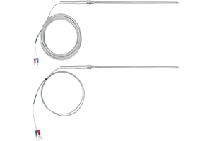 IYOWEI 2 Stück Thermoelement 0-400 ℃ Sonde Typ K Thermoelement M8 Gewinde 0,5x20CM Sonde Thermoelement Temperatursensor Kabel Wasserdicht Hochtemperatur-Thermoelement für Temperaturtest (2 Größe: 1M + 5M)