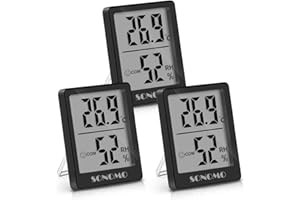 SONOMO Thermo-Hygrometer, 3er Set Hygrometer Innen Thermometer Digital Raumthermometer Luftfeuchtigkeitsmessgerät für Innenraum, Wohnzimmer, Babyraum, Büro (Schwarz)