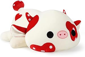 shownicer Peluche champignon vache en peluche kawaii, coussin en peluche, cadeau pour enfants et filles de 12 ans et plus, rouge, 30 cm