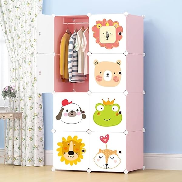 KRISHYAM® 8 Door Baby Wardrobe Door Plastic Sheet Kids Wardrobe Storage Rack Closest Organizer for Clothes Kids Furniture Liv