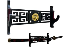 Z-fiber Schwerthalter Katana Wandhalterung 1-Tier Drachenikone Samt Gepolsterte Katana Halter Samurai Schwert Display Rack Wand Lichtschwert Wakizashi Schwertständer Display Hanger
