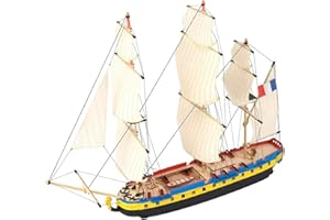 Artesanía Latina - Maquette de Bateau en Bois – Easy Kit Frégate Française Hermione La Fayette - Modèle 17000, Échelle 1:160 - Modèles Réduits à Assembler - Niveau Débutant