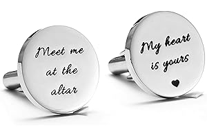 Melix Home Stainless Steel CuffLinks for Men Groom Meet Me at The Altar Wedding Gifts Cuff Links