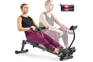 Sunny Health & Fitness Rameur de Fitness Compact avec 12 Niveaux de Résistance, Appareil Réglable pour Entraînement Complet du Corps à la Maison, avec Optionnelle Connexion SunnyFit APP Gratuite
