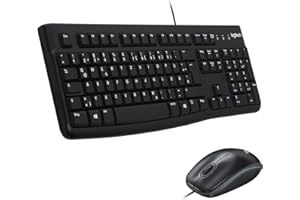 ‎LOGITECH Logitech MK120 Kabelgebundenes Set mit Tastatur und Maus für Windows, Kabelgebundene optische Maus, Tastatur in Standardgröße, USB Plug & Play, PC, Laptop, Deutsches QWERTZ-Layout - Schwarz