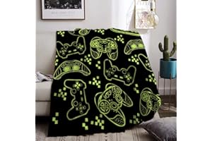 Keivvsh Gamepad Blanket 51 inch x 60 inch Cool Game Gift for Boys Game Controller Blanket Ultra Gaming Video Game Soft Flannel Throw Blankets for Couch Bedroom for Kids Adults(Green)