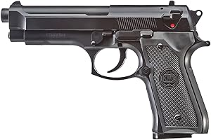2EAGLE Pistolet à Billes Airsoft M92-Modèle à Ressort-rechargement Manuel/Coup par Coup-Couleur : Noir-matière: Plastique Haute résistance-Puissance 0.5 Joule 215mm