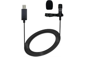 SPTSSWET USB Type A Clip Microphone Portable Lapel Microphone Noise Cancellation Wired Mic Plug and Play Mic with Clip Suitable for Video Conferencing, Playing Games Singing Live Streaming, 6.6 inches
