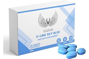 VEGRON V Line Sky Blue – 30 Pills x 100mg | Fast Acting Male Performance Enhancement | 100% Natural Supplement with Red Ginseng & Zinc | Energy & Stamina Support | Made in UK