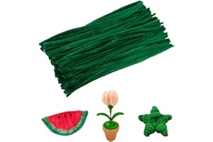MOCASTLE 100 PCS Pipe Cleaners for Craft, Dark Green 30cm Long, Flexible Pipe Cleaners for DIY Arts and Crafts Project, Plush Wire Bending Handcraft Decoration