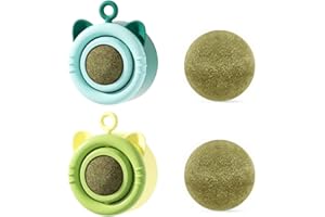 KOLZEMV 4Pcs Pallina di Erba Gatta,Erba Gatta Catnip Ball, Palline Erba Gatta Palline Di Erba Gatta Ruotabili a 360°per Gattino Pulizia Denti per Leccare Masticare Gatti Rotante Giocattolo Interattivo