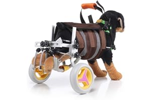 Sobotoo Pet Wheelchair, Adjustable Dog Wheelchair Cart Disabled Dog Assisted Walk Car Pet Hind Leg Exercise Car for Hind Legs Rehabilitation Dog Walk 2 Wheels (Coffee)