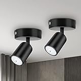 Dehobo 2er Led Deckenstrahler Schwenkbar 350°, Deckenstrahler 1 Flammig Schwarz GU10, LED Wandstrahler mit Strahler Deckenspo
