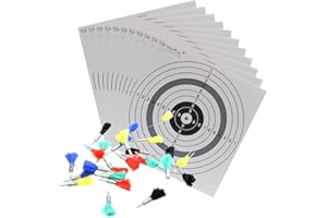 SHOOT-CLUB24 25 Germania Federbolzen für Luftgewehre, Luftpistolen und Soft-Air Waffen im Kaliber 4,5mm + 5 Shoot-Club Zielscheiben mit 250g/m²