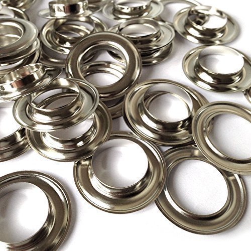 Tüllen 14mm Ösen und Unterlegscheiben Rost Beweis für Stoff Vorhänge Leder Plane Arts & Craft von trimmen Shop®, metall, silber, 100 Stück