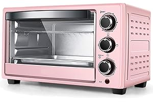JYCCH Mini Four et Gril, Four électrique 23 L 1300 W température réglable 70-250 ℃ et 60 Minutes minuterie Convection Four Grille-Pain de comptoir (Rose)