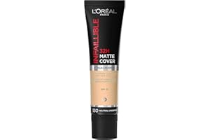 L'Oréal Paris - Base de maquillaje líquido mate, Resistente al agua - De de alta cobertura y larga duración - Ligera y matificante - SPF 25 - Infaillible 32H Matte Cover - Tono: 130 Neutro - 30 ml