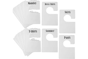 DiriUK 32 Pack Large Closet Clothing Wardrobe Dividers, White Rectangular Closet Organisers Arrange Clothes by Clothing Type Or Age, Plus 150 1 inch Labels and 40 Large Blank Labels(Pearl White)