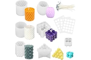 LOBVABA Moldes para Velas, 7PCS Molde Silicona para Velas, Molde de Silicona para Velas Kit, Molde de Vela Artesanal Hecho a Mano, Moldes de Velas para Hacer Velas, Decoración del Hogar, Manualidades