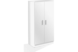 Habitdesign Meuble à Chaussures à Deux Portes, Meuble auxiliaire, modèle de Base, Finition Blanc Brillant, Dimensions : 55 cm (Largeur) x 108 cm (Hauteur) x 36 cm (Profondeur)