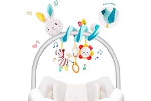 Koty Autositz-Spielzeug, Baby-Spirale, Plüsch, zum Aufhängen, für Kinderwagen, Bar, Kinderwagen, Kinderbett, mit Spieluhr, BB-Quietscher und Rasseln（Grünes Kaninchen）