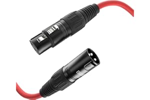 ETEC, XLR Cable, Microphone Cable, XLR Plug to XLR Plug, XLR Extension Cable, Red, 1.5 m