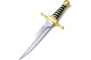 Hoappa PU Foam Short Sword Weapon Toy for Outdoor Play, 15'' Long Gold Fake Dagger Weapon Toy for Costume Accessory, 1 Pack