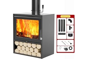 MINGYIHUI Estufa De Leña De Hierro Fundido,Estufa De Leña Interior,Estufa De Leña Nueva,Estufa De Calefacción,Chimenea para Calentar Habitaciones, con Ventana De Vidrio Cerámi(Size:85x60x49cm)