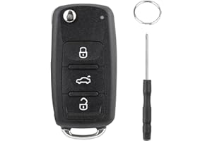 Chaexii VW Golf Key Fob for VW Seat Ibiza Key Case for Volkswagen Transporter Polo Key Cover for Skoda Key Shell for VW Caddy Keys for VW MK5 Key Accessories with Keyring＆ Screwdriver