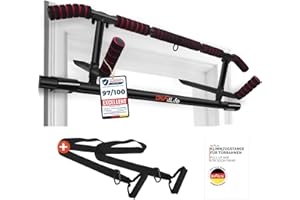 DH FitLife Pull Up Bar Doorway with Multiple Grip Positions, No-Screw Installation, Quick and Easy Set-Up, Foldable Chin-Up Bar with Sling Trainer, Fits Door Frames 70–92 cm