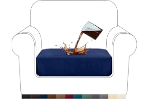 Granbest Premium Water-Repellent Sofa Seat Cushion Covers High Stretch Jacquard Fabric Couch Seat Slipcover Protector for 1 seater sofa (1 seater, Navy Blue)