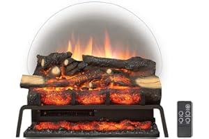 FLAMME 23’’/58cm Portable Basket Electric Fire, 1000W/2000W Heater, Log Set, Crackling Sound Effect, Remote Control