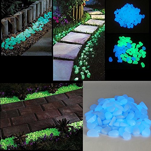 Leuchtsteine Leuchtende künstliche Kieselstein leuchtende Kiesel Aquarium Floureszierende Pebble für Garten Durchgang, Yard & Fish Tank Dekorative Steine 100 Stueck ( blau ) - 6
