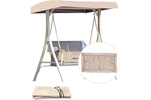 SJASD Techo De Repuesto para Columpio De Jardín Universal, 3 Plazas,Balancin Jardín Exterior de Protección UV,Funda de Repuesto para toldo de Techo,191x120x18cm,Beige