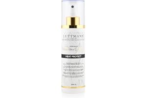 LUTTMAN® Heat Protect Spray 200 ml – Värmeskyddsspray med ekologisk – arganolja för förlängningar, peruker, hårstycken och eget hår – Made in Germany