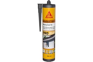 SIKA - Mastic silicone universel - SikaSeal-185 Menuiserie anthracite - Joint de construction, menuiserie, vitrerie - Intérieur et extérieur - 300 ml