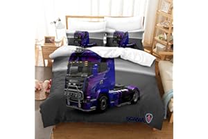 SPLYHX Truck Scania Bettwäsche-Set, Einzelbett, Doppelbett, 3D-gedrucktes Bettbezug-Set, King-Size-Größe, für Kinderzimmer, Dekoration, Jungen, Geschenk (Einzelbett, Stil 5)