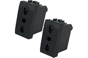 Set di 2 Prese Bipasso Nero 16A 250V Living International MOKEKA Compatibili con Placche Bticino Living Light Alta Qualità (2 Pezzi Presa Bipasso, Nero)
