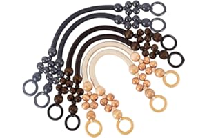 PH PandaHall 3 Colori 6pz Manici per Borsa con Perline In Legno Cinghie per Borsa In Corda Manici per Borsa Uncinetto di Ricambio A Forma di U per Fare Borsa Fai Da Te Borsetta in Paglia Borsa Tote