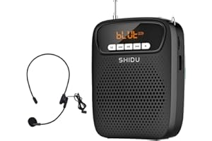 RESPONSEBRIDGE Bluetooth Voice Amplifier with Wired Microphone, 15W 2000mAh Rechargeable Battery Portable Audio System Clip on Microphone Speaker for Teachers Classroom, Presentation, Tour Guides ect