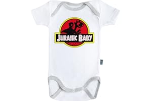 Baby Geek Jurassic Baby - Body Bébé manches courtes - Coton - Blanc - Coutures grises
