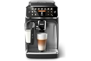 VERSUNI PHILIPS 4300 Series Macchina da Caffè Automatica - Montalatte LatteGo, 8 Bevande, Display Intuitivo, Nero (EP4346/70)