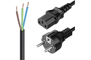 POWERSELL SRLS Cavo Alimentazione PC, 1.8m, Spina Schuko CEE-7/7 a Presa IEC-320-C13 per Computer, Stampante, Amplificatore Chitarra, TV, Monitor, Proiettore (SCHUKO DRITTA)