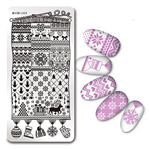 Born Pretty Rectangle Christmas Stamping Plate Snowflake Heart Manicure Nail Art Plate Harunouta L029