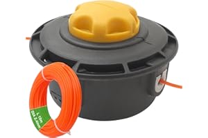 Zeqeey M10 x 1.25 Left Hand Universal Thread Replacement Trimmer Spool Head Speed Bump Feed with 15m 2.4mm Strimmer String Cord, Easy Load