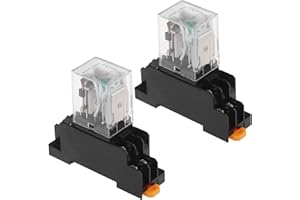 YINETTECH 2pcs DC 24V LED Indicator Light Electromagnetic Power Relay Coil 8 Pin with Plug Terminal Socket for Industrial Relays Compressor Motors Fan Motors