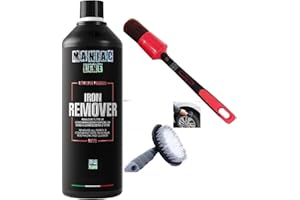 HITOPSELLER Mafra, Maniac Car Detailing Line, Iron Remover, elimina parti ferrose + Pennello RED 30 mm + Spazzola per Pulizia Pneumatici