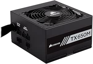Corsair TX-M Series 650 Watt 80 Plus Gold Certified PSU (UK) Hybrid Modular Power Supply Unit - Black